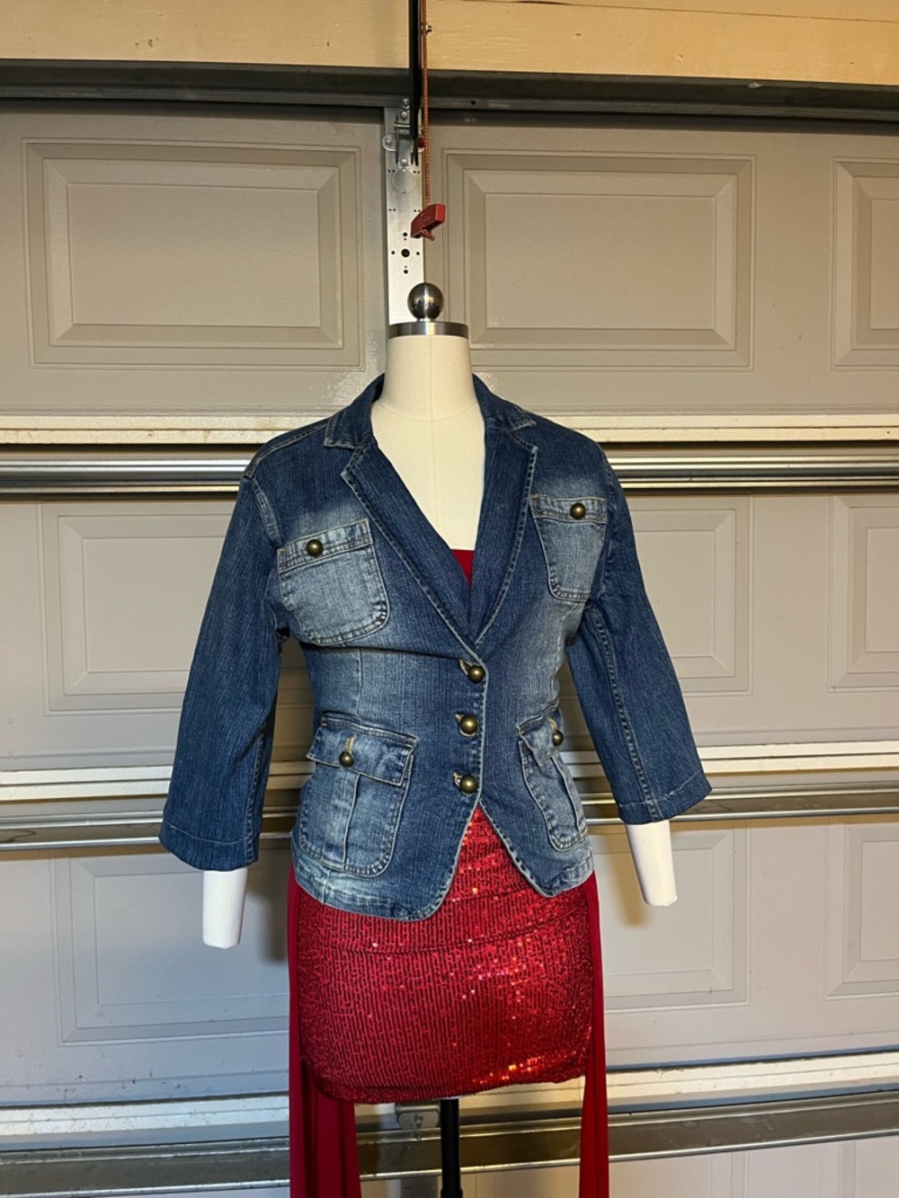 Denim Utility Blazer Jacket - Blue